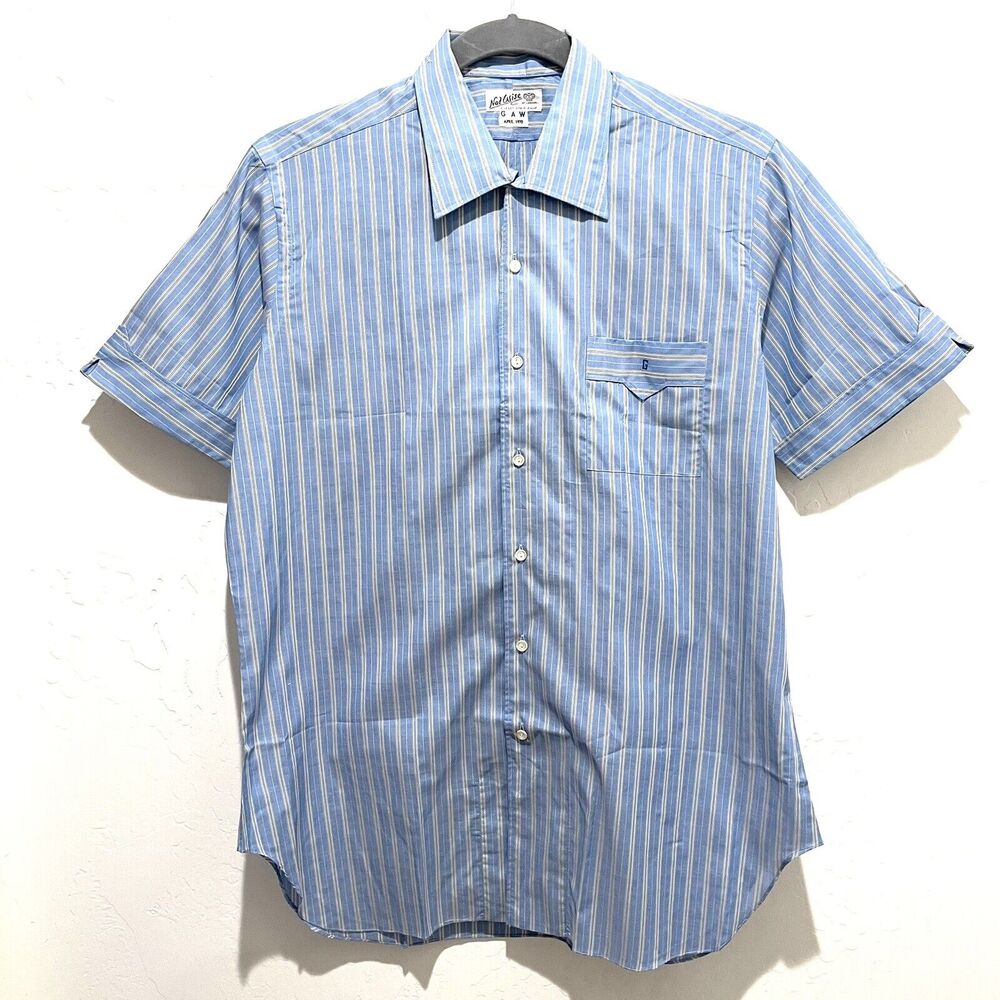 Vtg Nat Wise 1970 Sunset Strip Custom Button Down Shirt Hollywood Mens L Striped